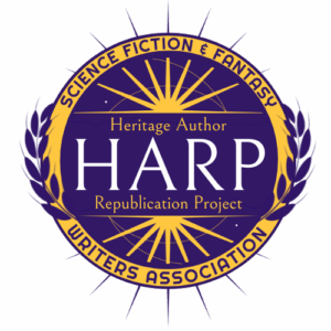 The logo for the Heritage Author Republication Project, purple in a gold circle.